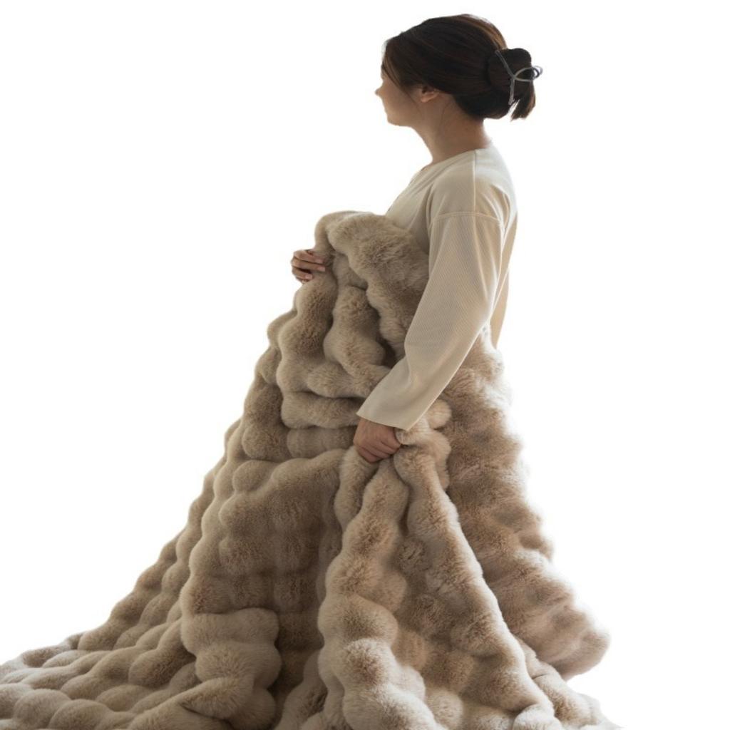 Blanket Imitation Rabbit Blanket, Bubble Velvet Blanket, Double-sided Thick Office Nap Blanket, Sofa Cover Blanket