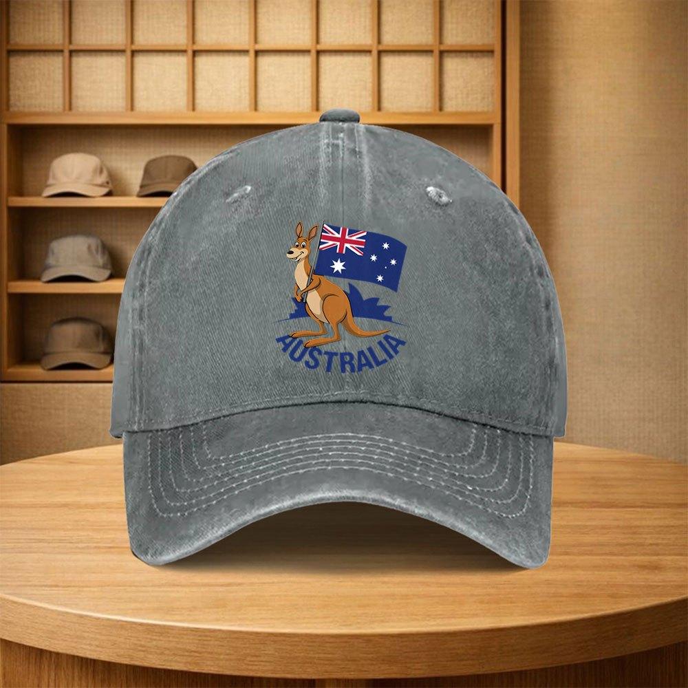 Vintage Kangaroo Australian Flag Baseball Cap Unisex Adjustable Snapback