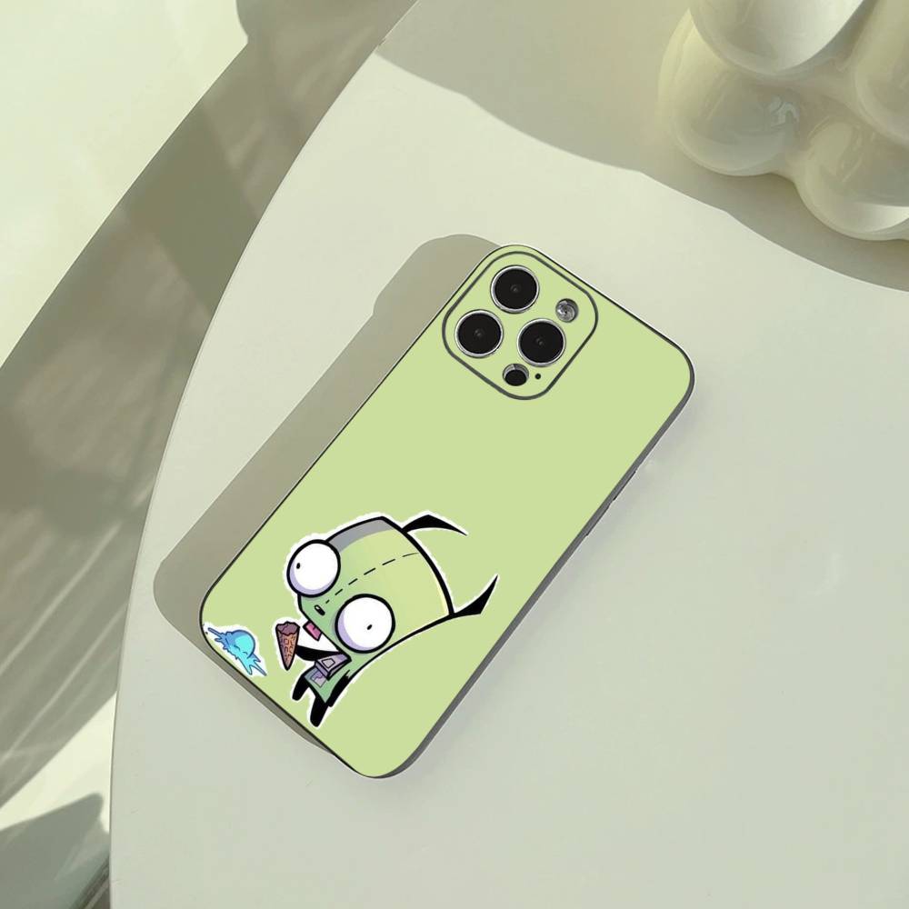 Мультяшный чехол для телефона Invader Zim Gir для iPhone 17,16,15,14,13,12,11 Pro Max,16/15/14Plus,XS Мягкий Черный Чехол