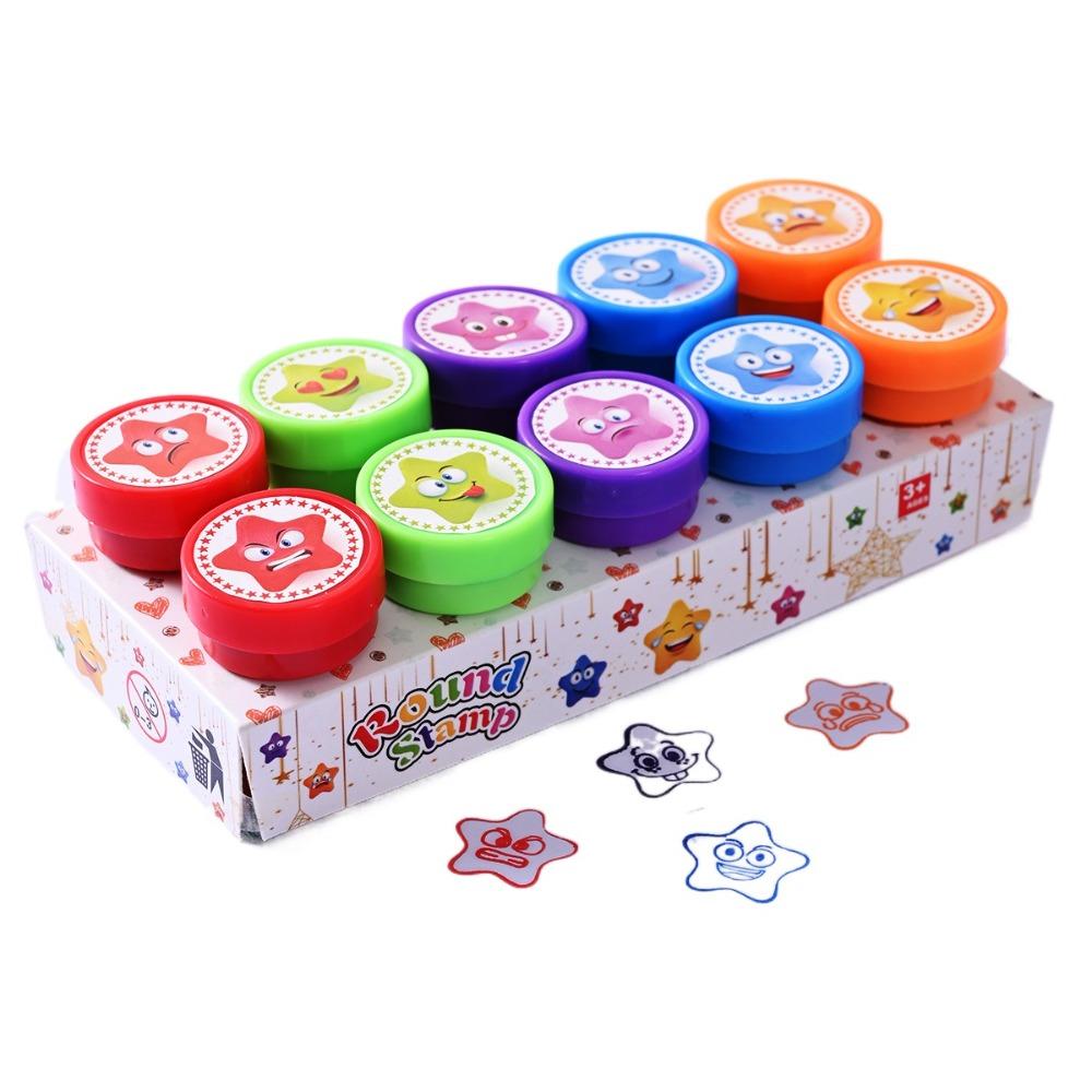 10/12/26Pcs Cartoon Children's Self-stamp Set for Children Treasure Box Prize Birthday Party Gift