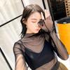 Summer Fall Women Hollow Transparent Round Neck Short Sleeve T-shirt Tops See Through T Shirt Harajuku Pullover