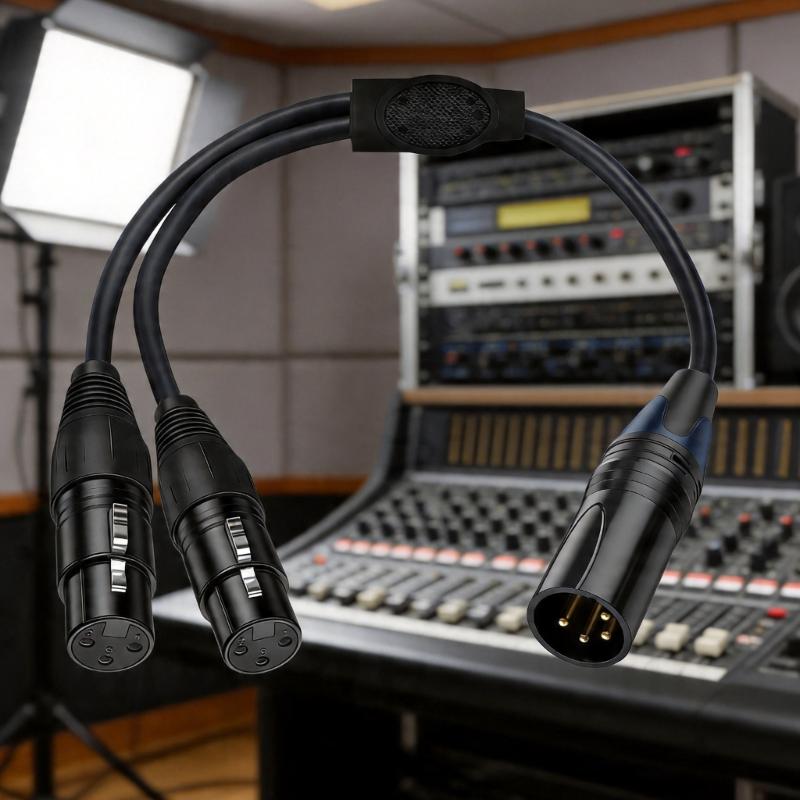 XLR Кабель Профессиональный XLR 4-контактный на двойной 3-контактный XLR Разветвитель Кабель Для Студийной Записи И Живых Выступлений 50см