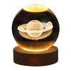 3D Crystal Ball Night Light Inner Carved Luminous Glass Ball Ornament with Wooden Base for Home