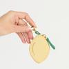 Cute Lemon Fruit Charm Coin Purse - Compact Keychain Wallet with Zipper Closure, Golden-Tone Synthetic Faux Leather & Green Leaf Tag