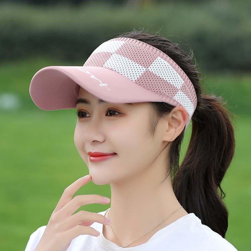Summer Knitted Hat Sun Visor Letter Hollow Beach Cap Sun Hat Baseball Cap Empty Top Hat Sun Cap
