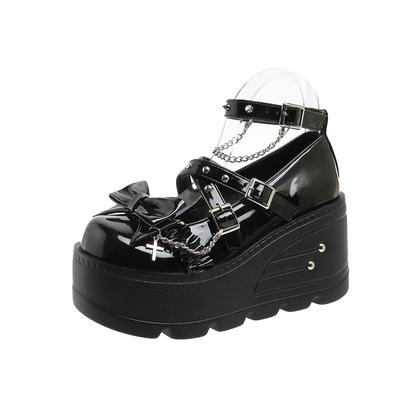 Мода 2025 Новые Японские Винтажные Готические Лолита Туфли Высокие Каблуки 9.5СМ Сладкие Лоли Девушки Украшение в виде Гитары Пу Студенческие Одинарные Туфли