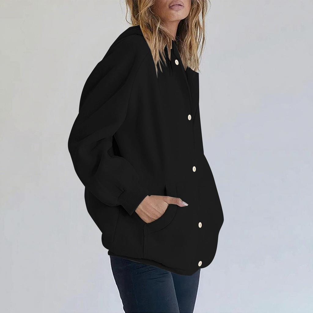 Женский модный свободный повседневный кардиган на пуговицах, худи с капюшоном на шнурке