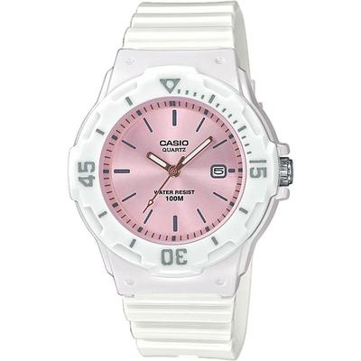 Аналоговые часы CASIO LRW-200H-4E3V женские детские дешевые Casio глянцевый белый x розовый металлик зарубежная модель