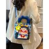 Холщовая маленькая сумка 2025 Новая милая сумка с мультяшной росписью, женская сумка-ведро для переноски, универсальная наплечная сумка-мессенджер