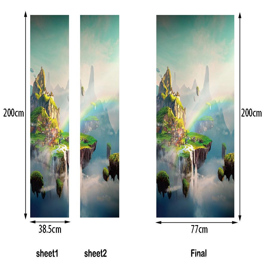 3D Creative Wooden Door Decoration Stickers Marble Simple Abstract Lines Flowers Wallpaper For Living Room Home Decor Bedroom Art Decals