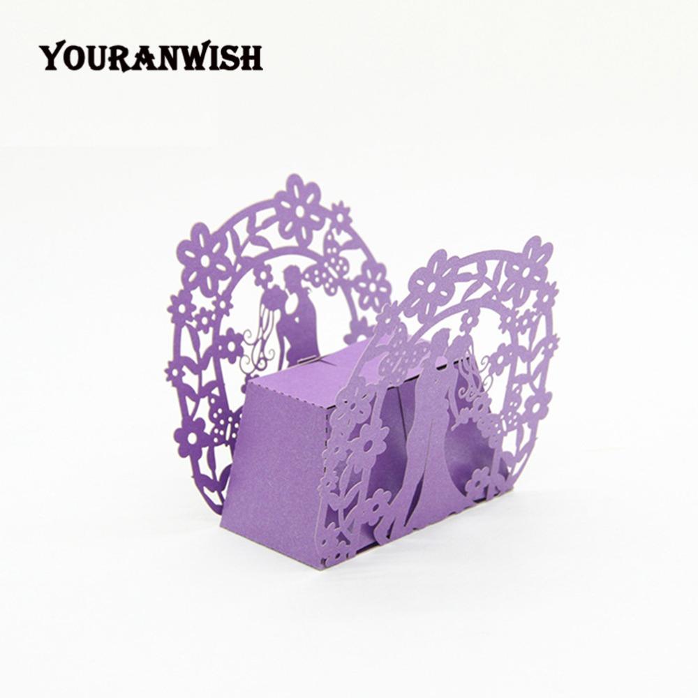 Лазерная резка Подарочная коробка для жениха и невесты Свадебные сувениры и подарки Коробка для конфет Свадебная подарочная коробка Свадебная коробка для конфет 50 шт. 100