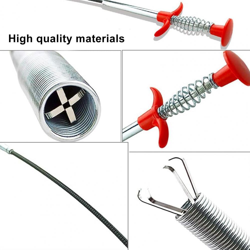 1/3PC 60/90/160cm Multifunctional Spring Pipe Dredge Tool With Grapple Hook Sewer Dredge Pipeline Toilet Kitchen Cleaning Tools