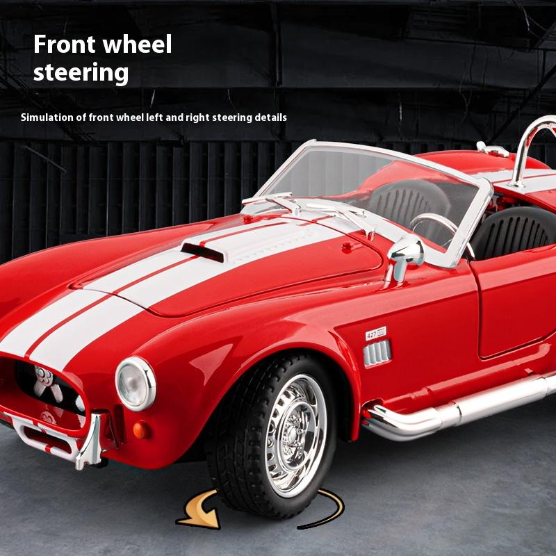 1:24 1965 Shelby Cobra Кабриолет Родстер Модель Симуляция Звук Свет Вытягиваемое Колесо Амортизация Подарок Мальчику на День Рождения