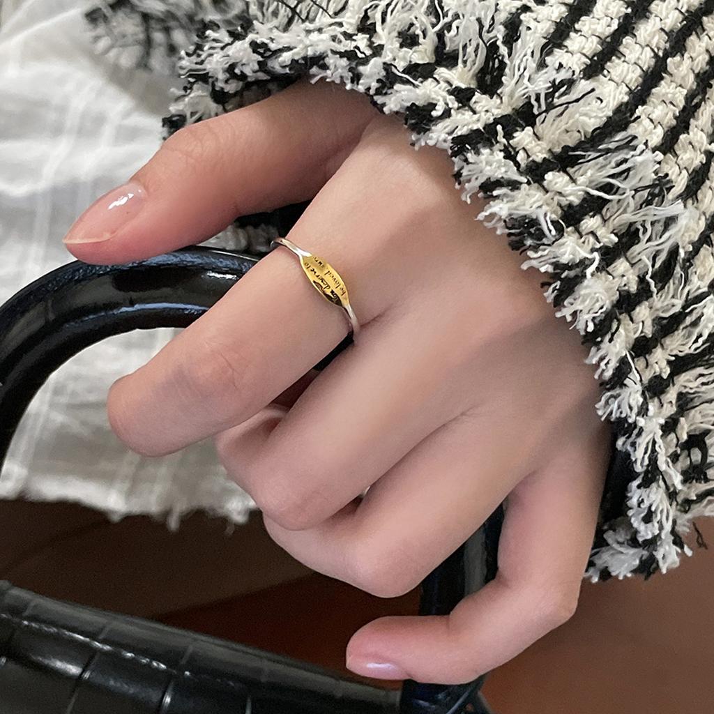 Простое ретро кольцо с контрастными цветами и английскими буквами, женское кольцо на указательный палец из стерлингового серебра 925 пробы, модное новое кольцо на палец, модное