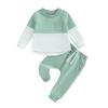 Toddler 2Pcs Fall Outfits 6M 12M 18M 24M 3Y 4Y 5Y Long Sleeve Contrast Color Sweatshirt and Pants Set Baby Clothes