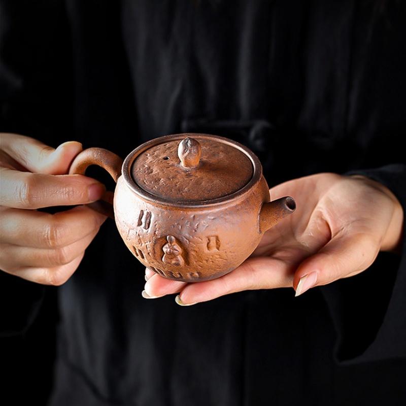 Необработанная руда Грубая керамика Чайный горшок Ручной работы Чайный сервиз Одиночный чайник Чайная церемония