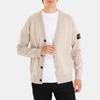 STONE ISLAND Мужской трикотажный свитер с V-образным вырезом, однобортный, однотонный, с рукавами реглан, с длинными рукавами, цвет светло-коричневый 8115523B4-V0M97