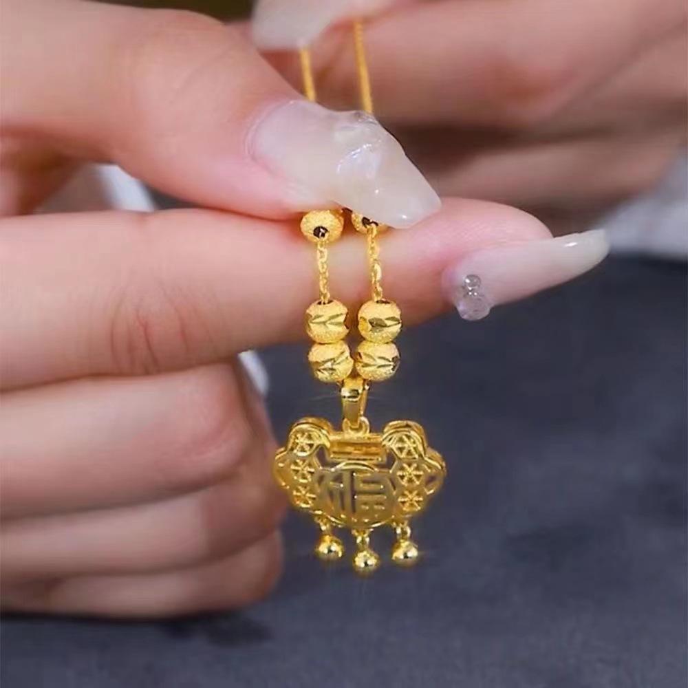 Ожерелье с замком «Пин Ань» для женщин с подвеской «Хороший Луи», классическая полая конструкция ключичной цепи