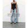 Spring New Arrival Fashion Silm Asymmetric Collar off-Shoulder Design Ruched Decoration Tube Top Tops 0085800