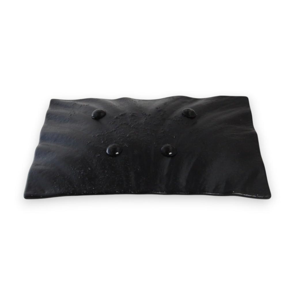 Nebula Glass Black and 15cm J-kitchens Dish, Small, Rectangular, Gold,