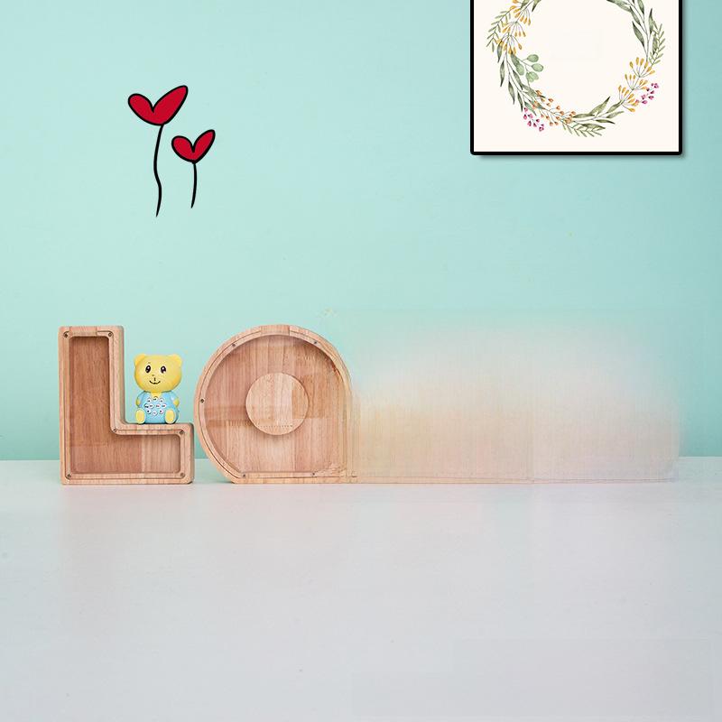 Деревянная акриловая буква-копилка Cross-Border: Креативная современная прозрачная банка для денег