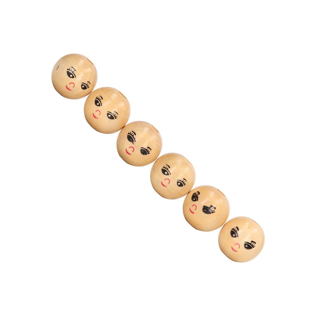 30pcs Wooden Smile Face Beads Log Color DIY Round Wooden Smiley Loose Beads Gift Children Beaded