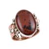 Natural Mahogany Obsidian Gemstone 925 Sterling Silver Two Tone Ring Size 8 J9D65