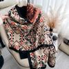 National Style Retro Printing Imitation Cashmere Scarf Women'S Winter Warm Shawl With Fashion Scarf