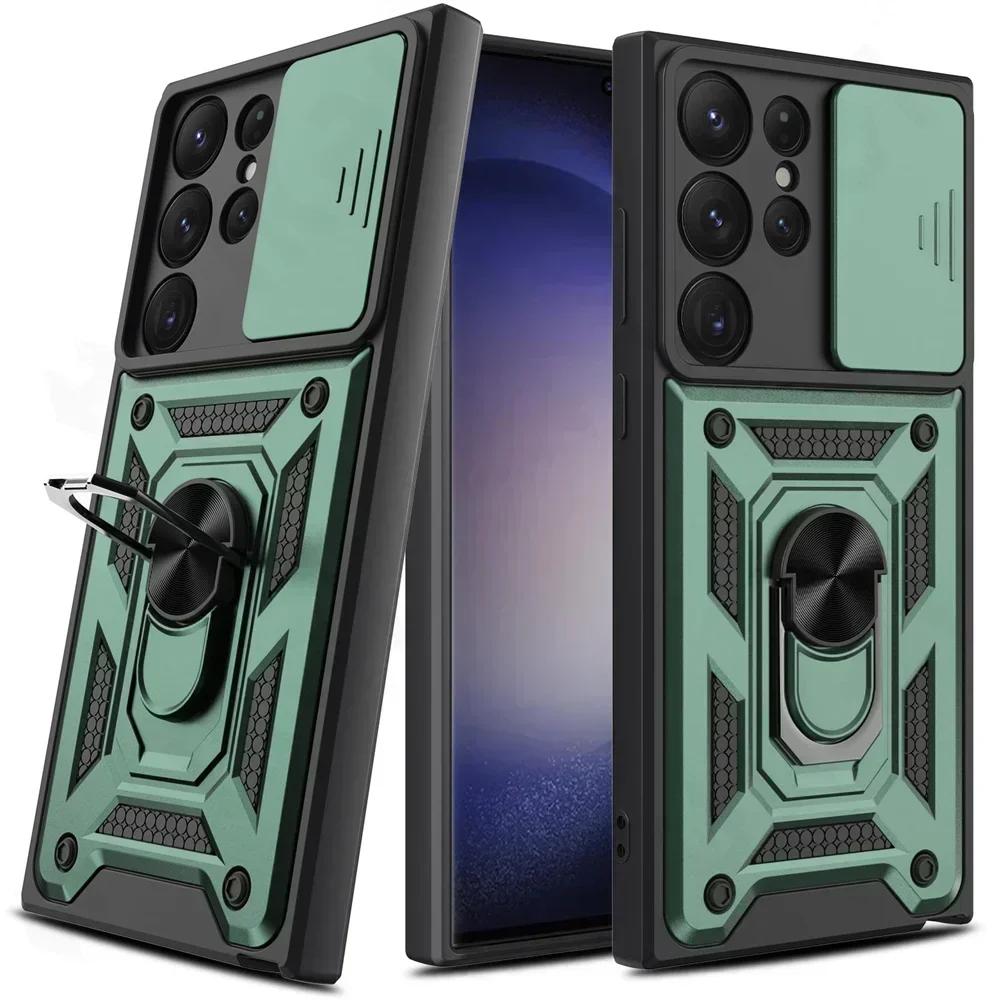 Чехол Armor Rotate с кольцом-подставкой для объектива камеры, устойчивый к царапинам, для Samsung Galaxy S24 S23 S22 Ultra S21 S20 Plus FE A54 A34 5G