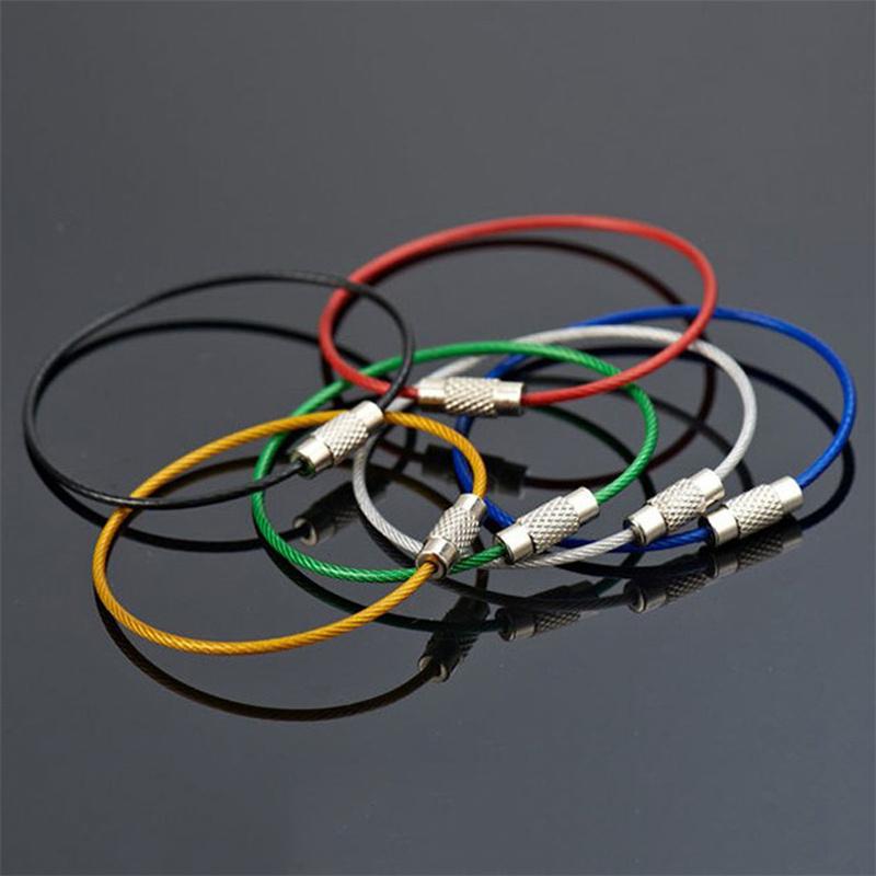 1 Pcs Key Holder Outdoor Tools Wire Keyrings Cable Rope Screw Locking Key Chain