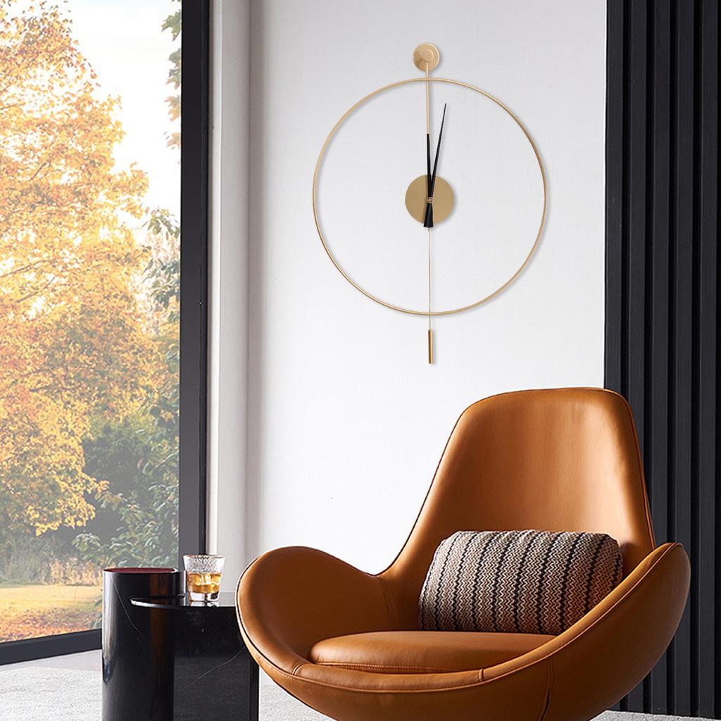 Silent Non-Ticking Wall Clock, Modern Gold Round Iron Battery Operated Quartz Movement Kitchen Living Room Bedroom Home Decor