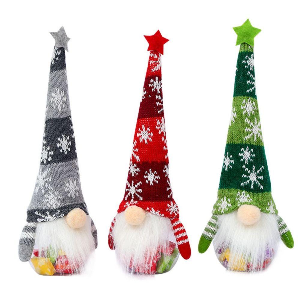Green Red Grey Faceless Forest Doll Cartoon Candy Storage Bottle Gnome Doll Ornament  Gift Bag