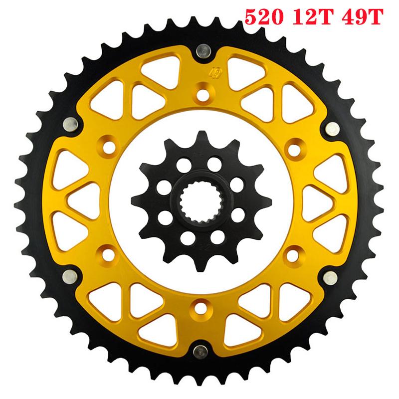 12T 45T-52T 520 Chain Motorcycle Front & Rear Sprocket For SUZUKI RM125 RMZ250 RM-Z 250 RM 125 Y N P R S T V W X K1 K2 K3 K4 K5