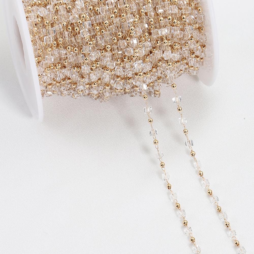 1Meter Crystal Cube Bead Chain Macaroon Colorful Bohemian Square Beads Chain for Necklace Bracelets Jewelry Making DIY
