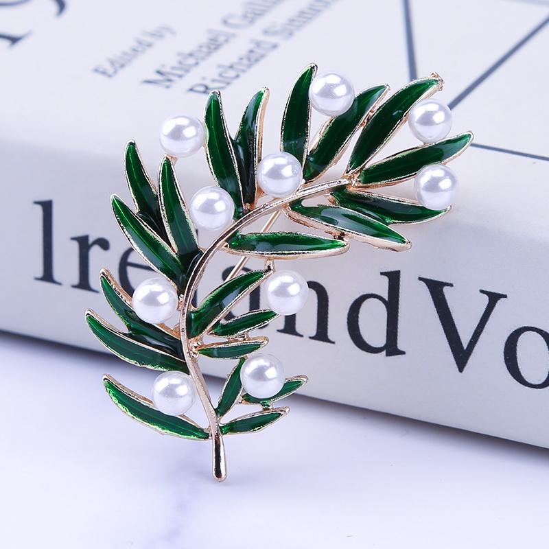Новые свежие жемчужные броши в виде листьев, бамбуковая эмалированная брошь, булавки для женщин и мужчин, украшение для вечеринки, модные ювелирные аксессуары