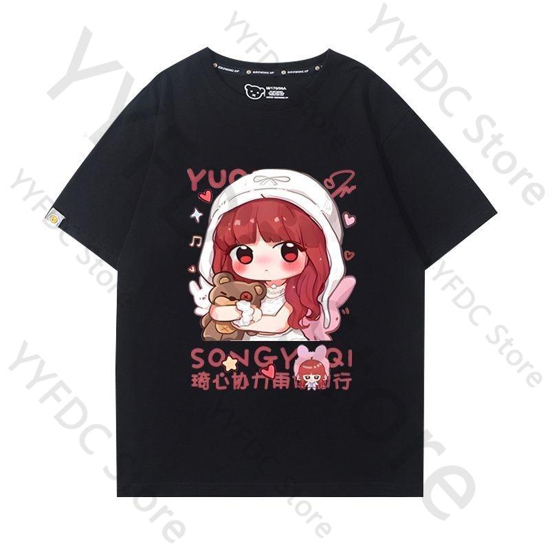 Gidle IDLE T Shirt MIYEON MINNIE Soyeon YUQI SHUHUA Cartoon Print Tshirt Women Unisex Fashion Summer Cotton Short Sleeve Tee Tops