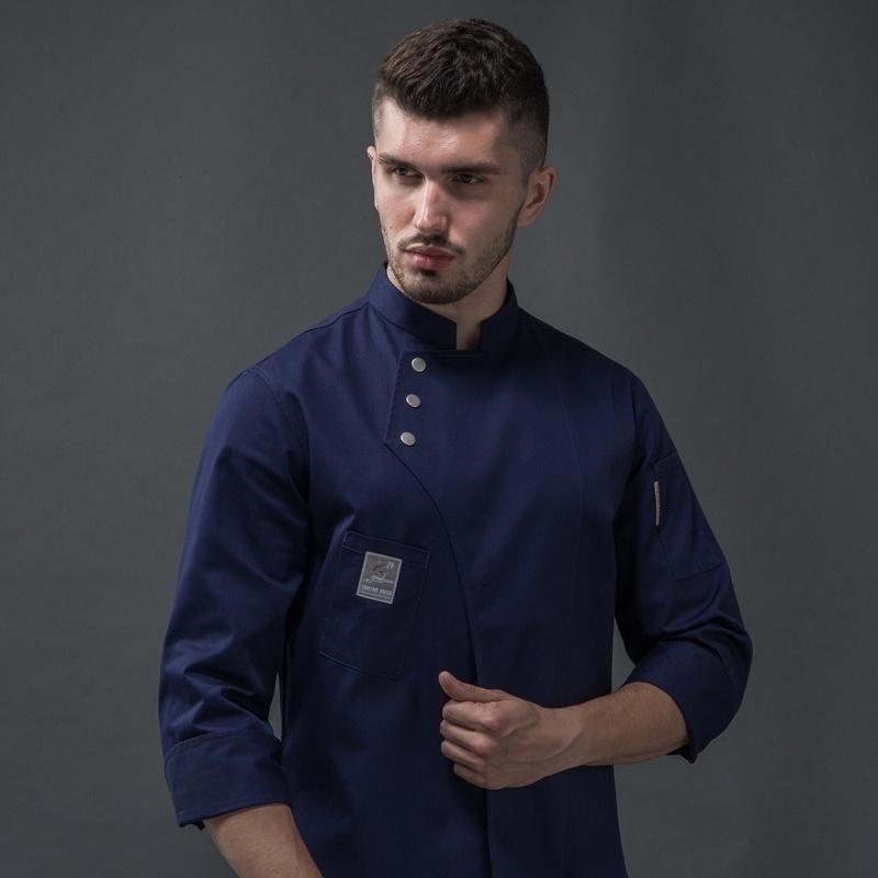 Мужская кухонная одежда для повара ресторана, униформа шеф-повара, белая рубашка, двубортная куртка шеф-повара