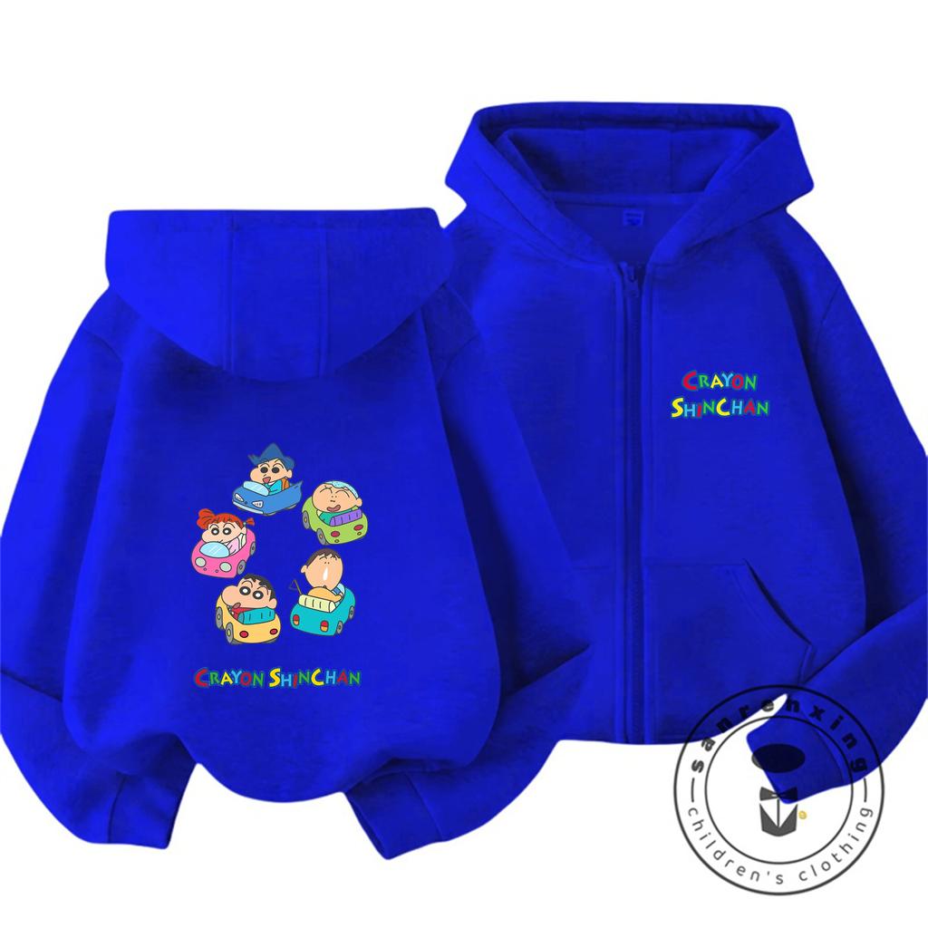 Hot Trendy Zipper Hooded Sweatshirt Cute Style Winter Hoodie For Kids Crayon Shin Chan 3 14 Years