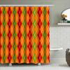 GAEPattern Shower Curtain Waterproof Fabric Decorative Bathroom Accessories Set for Home Decoration Green Orange Argyle Plaid