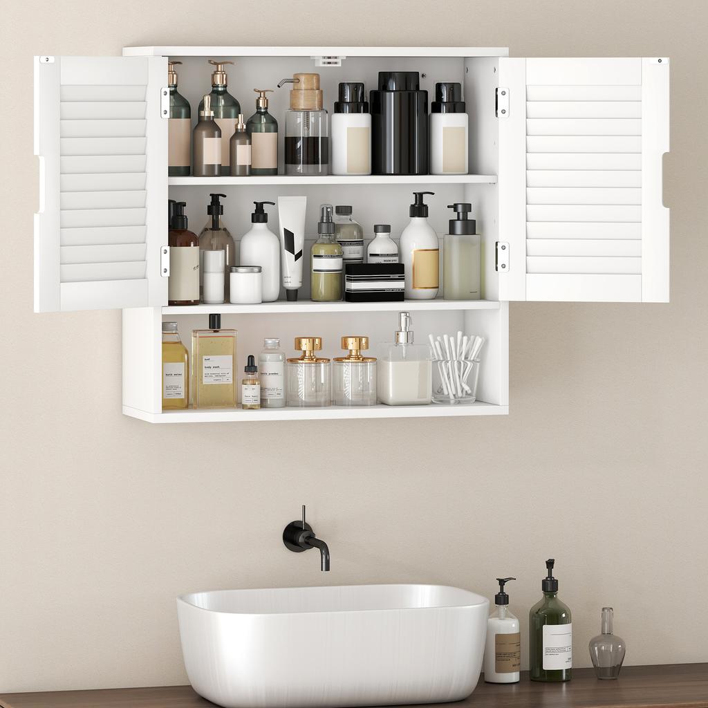 Bathroom Cabinet Wall Mounted Storage Cabinet With Adjustable Shelves 60 X 20 X 60 Cm White