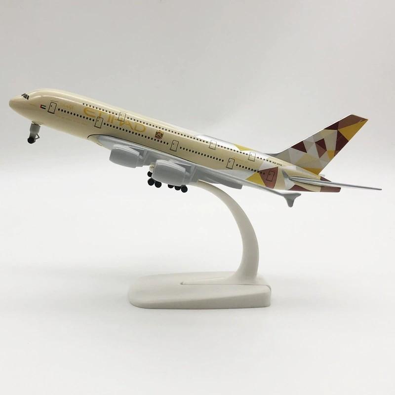 20СМ A380 Etihad Airways Литая модель самолета из сплава Модель с колесами Стенд для самолета Коллекционный Декор для витрины