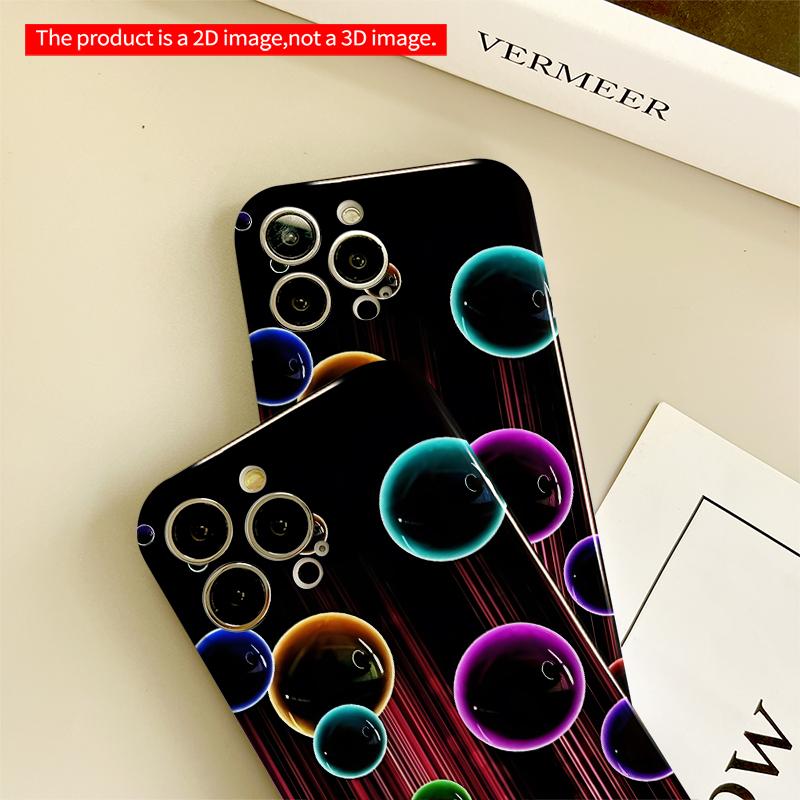 2DFlat Vibrant Colorful Bubbles on Black Background All inclusive film hard iPhone case, compatible with iPhone 18 Pro Max 17 16 15 14 13 12 11