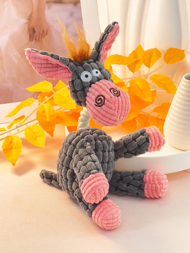 A Corn Plush Donkey and Dog Toy That Is Resistant To Biting and Grinding Teeth. A Pet Plush Toy That Emits Sound and Interacts W