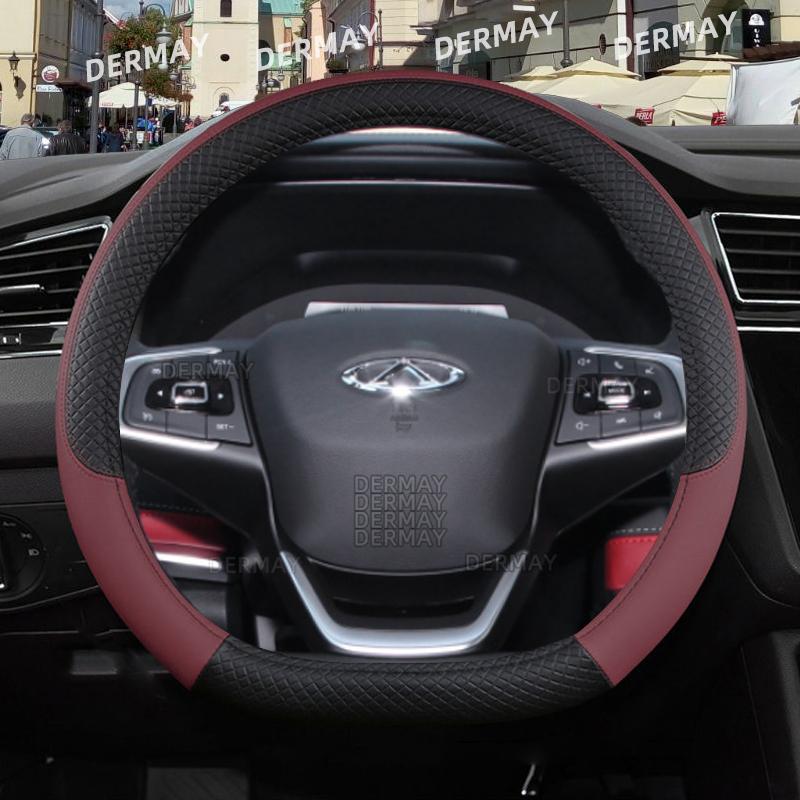 Для Chery Tiggo 2 2 Pro3 3X 5 5X 7 7Pro 8 8Pro Автомобильный чехол на руль 9 цветов из искусственной кожи Нескользящий авто