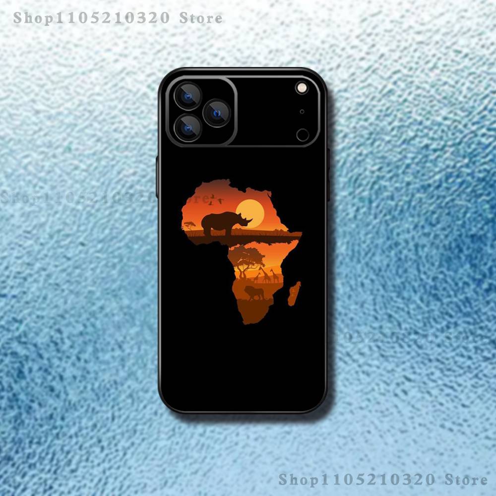 Africa Map Art Phone Case For iPhone 17,16,15,14,13,12,Pro,Max,Plus,E,SE4,Air,Mini Black Soft Box