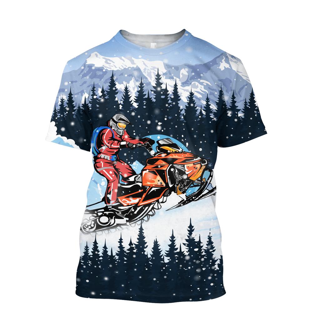 Summer Fashion Personality Ski Graphics 3D Printed Men's T-shirt Hip Hop Trend Large Size Loose O-neck Sports Short Sleeve Top