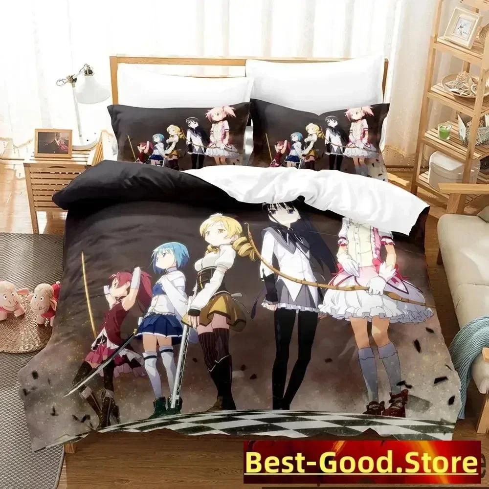 3D Аниме Puella Magi Madoka Magica Комплект постельного белья С принтом С наволочкой Пододеяльник Мягкий Односпальный Двуспальный Queen Super King
