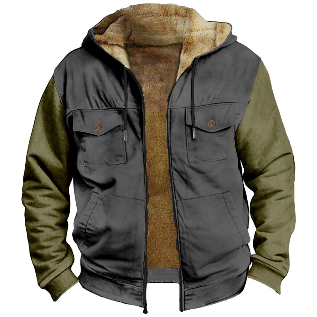 Men's Thickened Button Double Pocket Jacket With Pocket Insert Cotton Jacket
