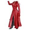Women's Long Sleeve Stand Collar Zipper Plus Size Solid Color Slim Long Leather Coat