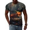 Fashion Personality Fox Graphic T Shirts Summer Men Casual Animal Pattern Printing T-shirt Hip Hop Harajuku Style T-shirt Top